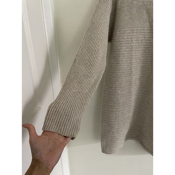 J. Jill Sweater Women's Medium Beige Knit Tunic Long Wool Silk Blend 3/4 Sleeves - Picture 3 of 8